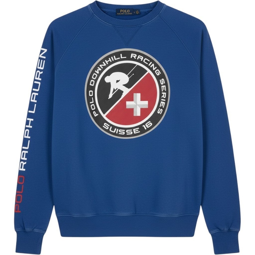 Polo Ralph Lauren Downhill Racing Series Suisse 16 Blue Sweatshirt Mens S